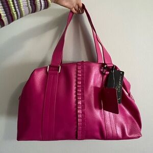 Genuine leather pink handbag